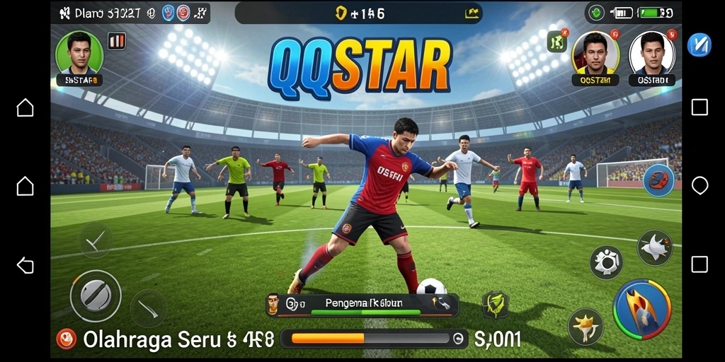 Tampilan gameplay seru dari QQSTAR yang menggugah semangat olahraga.