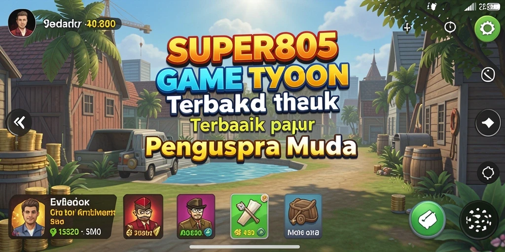 Screenshot gameplay SUPER805 menampilkan keseruan membangun bisnis Tycoon.