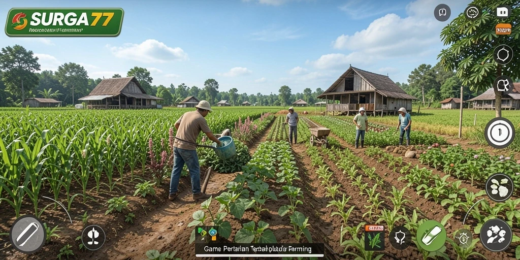 Gameplay SURGA77 menampilkan aktivitas pertanian yang seru dan interaktif.