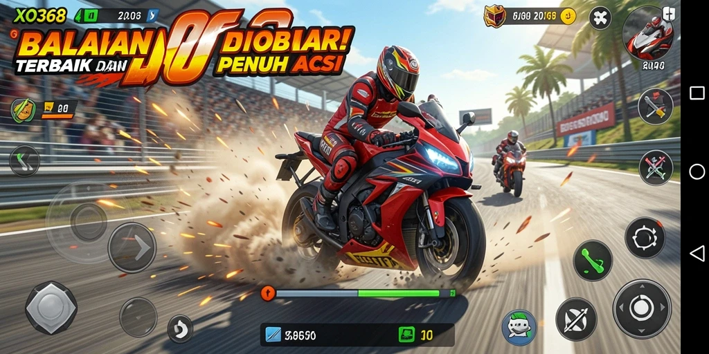 Tampilan aksi balapan motor yang mendebarkan di XO368.